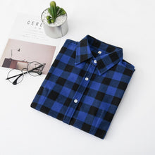 Load image into Gallery viewer, 2020 Women Blouses Brand New Excellent Quality Flannel Red Plaid Shirt Women Cotton Casual Long Sleeve Shirt Tops Lady Clothes