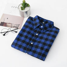 Load image into Gallery viewer, 2020 Women Blouses Brand New Excellent Quality Flannel Red Plaid Shirt Women Cotton Casual Long Sleeve Shirt Tops Lady Clothes