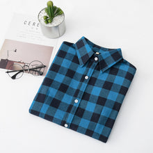 Load image into Gallery viewer, 2020 Women Blouses Brand New Excellent Quality Flannel Red Plaid Shirt Women Cotton Casual Long Sleeve Shirt Tops Lady Clothes