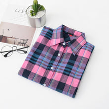 Load image into Gallery viewer, 2020 Women Blouses Brand New Excellent Quality Flannel Red Plaid Shirt Women Cotton Casual Long Sleeve Shirt Tops Lady Clothes