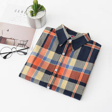Load image into Gallery viewer, 2020 Women Blouses Brand New Excellent Quality Flannel Red Plaid Shirt Women Cotton Casual Long Sleeve Shirt Tops Lady Clothes