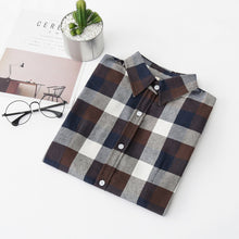 Load image into Gallery viewer, 2020 Women Blouses Brand New Excellent Quality Flannel Red Plaid Shirt Women Cotton Casual Long Sleeve Shirt Tops Lady Clothes