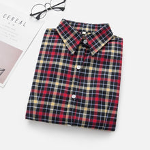 Load image into Gallery viewer, 2020 Women Blouses Brand New Excellent Quality Flannel Red Plaid Shirt Women Cotton Casual Long Sleeve Shirt Tops Lady Clothes