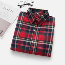 Load image into Gallery viewer, 2020 Women Blouses Brand New Excellent Quality Flannel Red Plaid Shirt Women Cotton Casual Long Sleeve Shirt Tops Lady Clothes