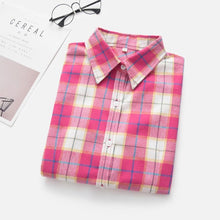 Load image into Gallery viewer, 2020 Women Blouses Brand New Excellent Quality Flannel Red Plaid Shirt Women Cotton Casual Long Sleeve Shirt Tops Lady Clothes