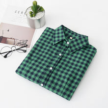 Load image into Gallery viewer, 2020 Women Blouses Brand New Excellent Quality Flannel Red Plaid Shirt Women Cotton Casual Long Sleeve Shirt Tops Lady Clothes
