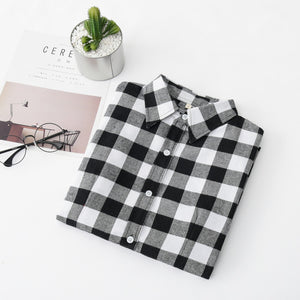 2020 Women Blouses Brand New Excellent Quality Flannel Red Plaid Shirt Women Cotton Casual Long Sleeve Shirt Tops Lady Clothes