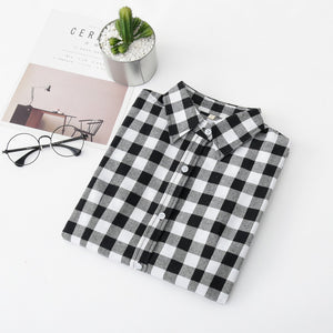 2020 Women Blouses Brand New Excellent Quality Flannel Red Plaid Shirt Women Cotton Casual Long Sleeve Shirt Tops Lady Clothes